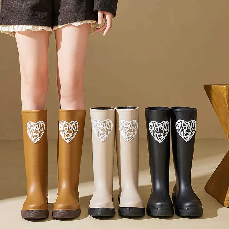 Womens Waterproof New-style High-cylinder Rain Boots Suitable for Outdoor Wear Work Water Shoes Rubber Shoes with Soft Soles T260623