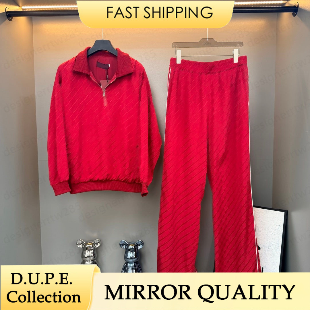 Designer Tracksuit Pants Set Red Two Piece Outfits Women Luxury Brand Monogram Jacket Casual Half Zip Pullover Jogger Sweatsuit Sets-image-1111809963