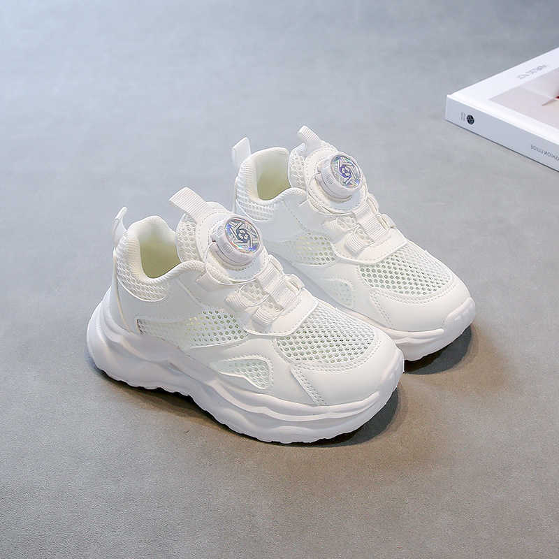 sports Girls shoes white sneakers 2026 spring new model childrens mesh breathable dad sneakers rotary boys sneakers S260623