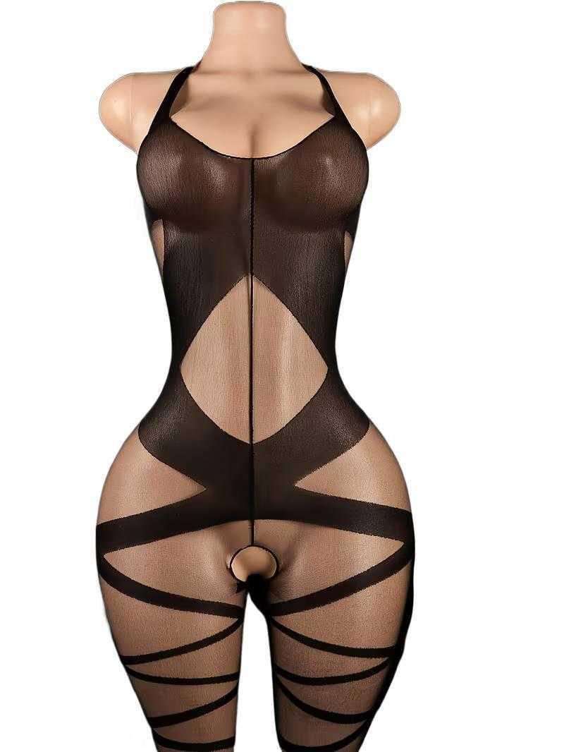 Mesh Sexy Lingerie Women Transparent Underwear Open Crotch New Body Stockings For Sex SlHalter Backless Teddies Bodysuits D260623
