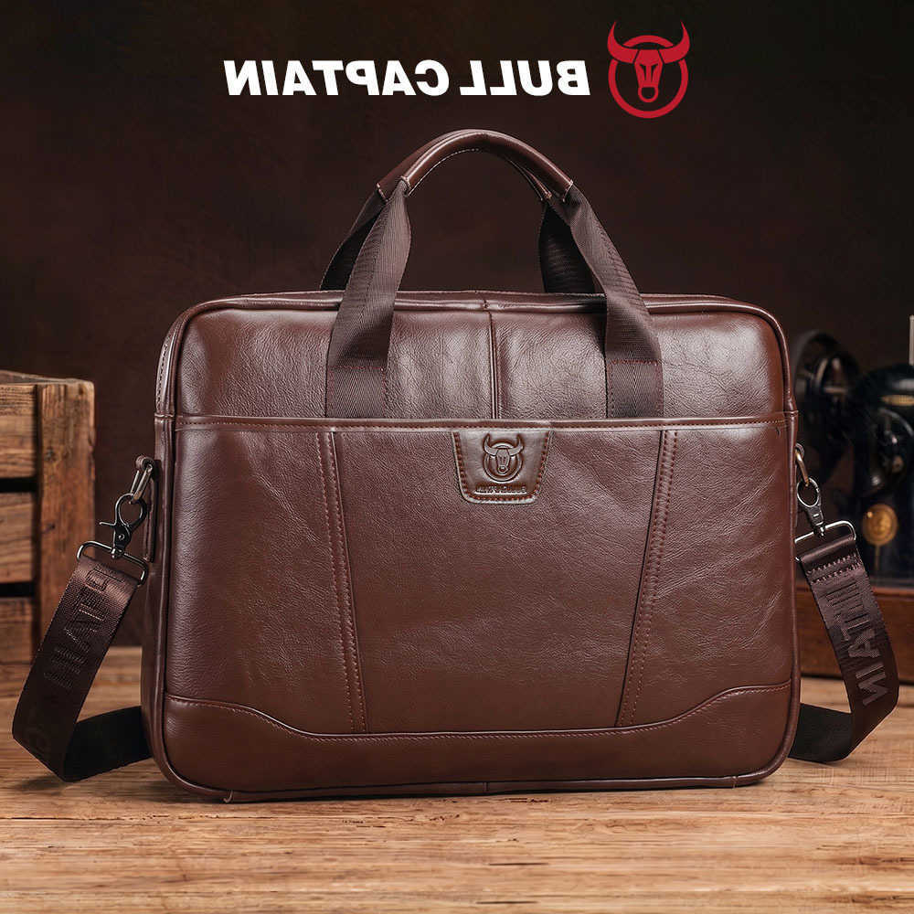 Computer BULLCAPTAIN Mens Genuine Leather Bag Business Casual Shoulder Crossbody Bag 157 Inch Office Laptop Briefcase H260623