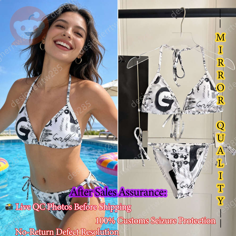 Designer Graffiti Bikini Set Luxury Women Swimwear Halter Bathing Suit Split Two Piece Swimsuit Beach Outfits Monokini Maillot De Bain-image-1111777528