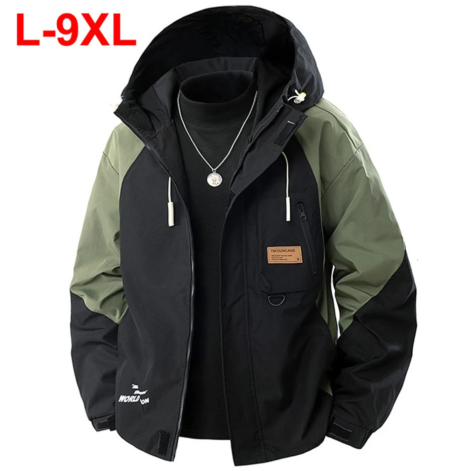 9XL Plus Size Men Jackets Hooded Windbreaker Spring Autumn Loose Casual for Male Big 7XL 8XL Outwear 260623