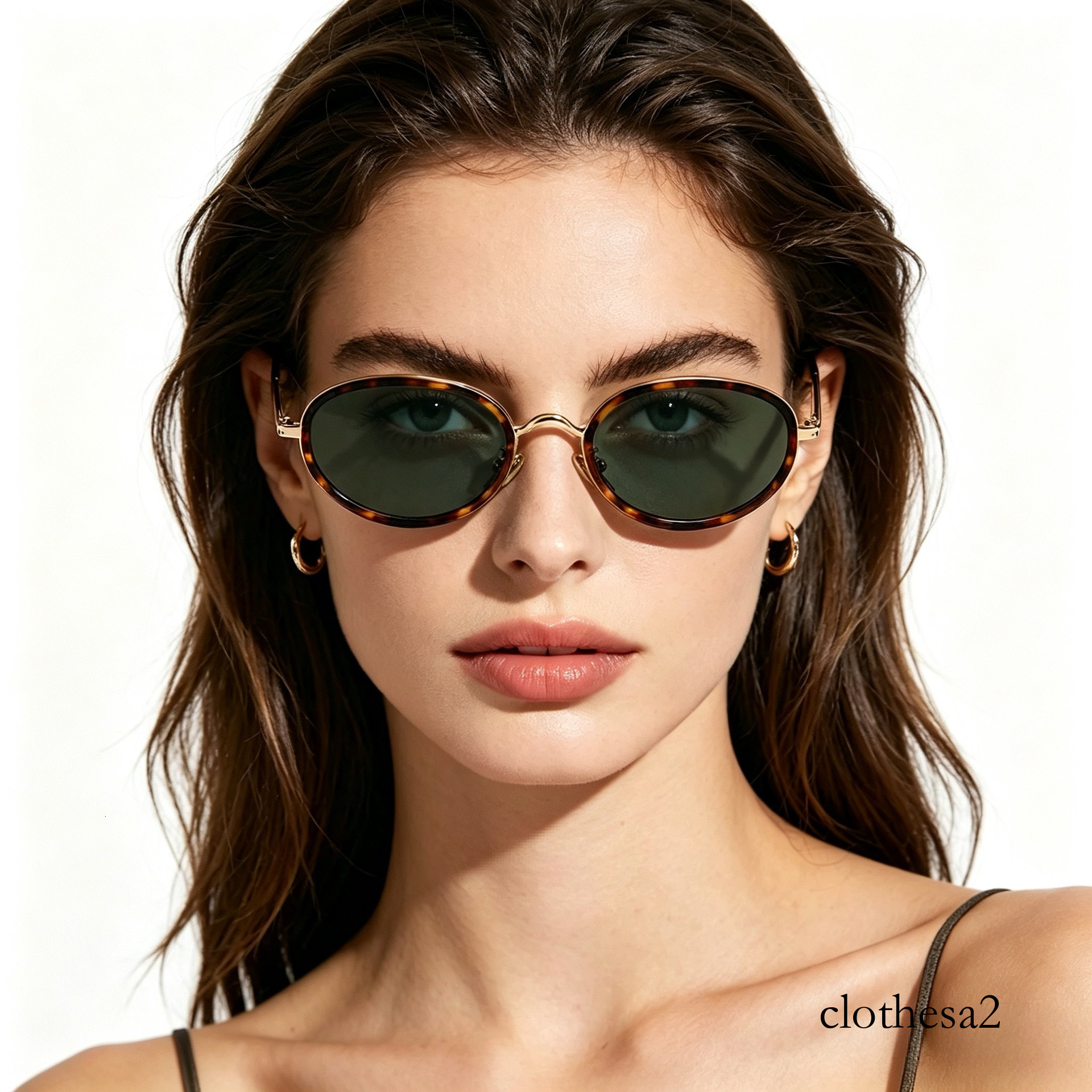 New cross-border European American fashion metal oval sunglasses, trendy and unique small-frame women's sunglasses 3853