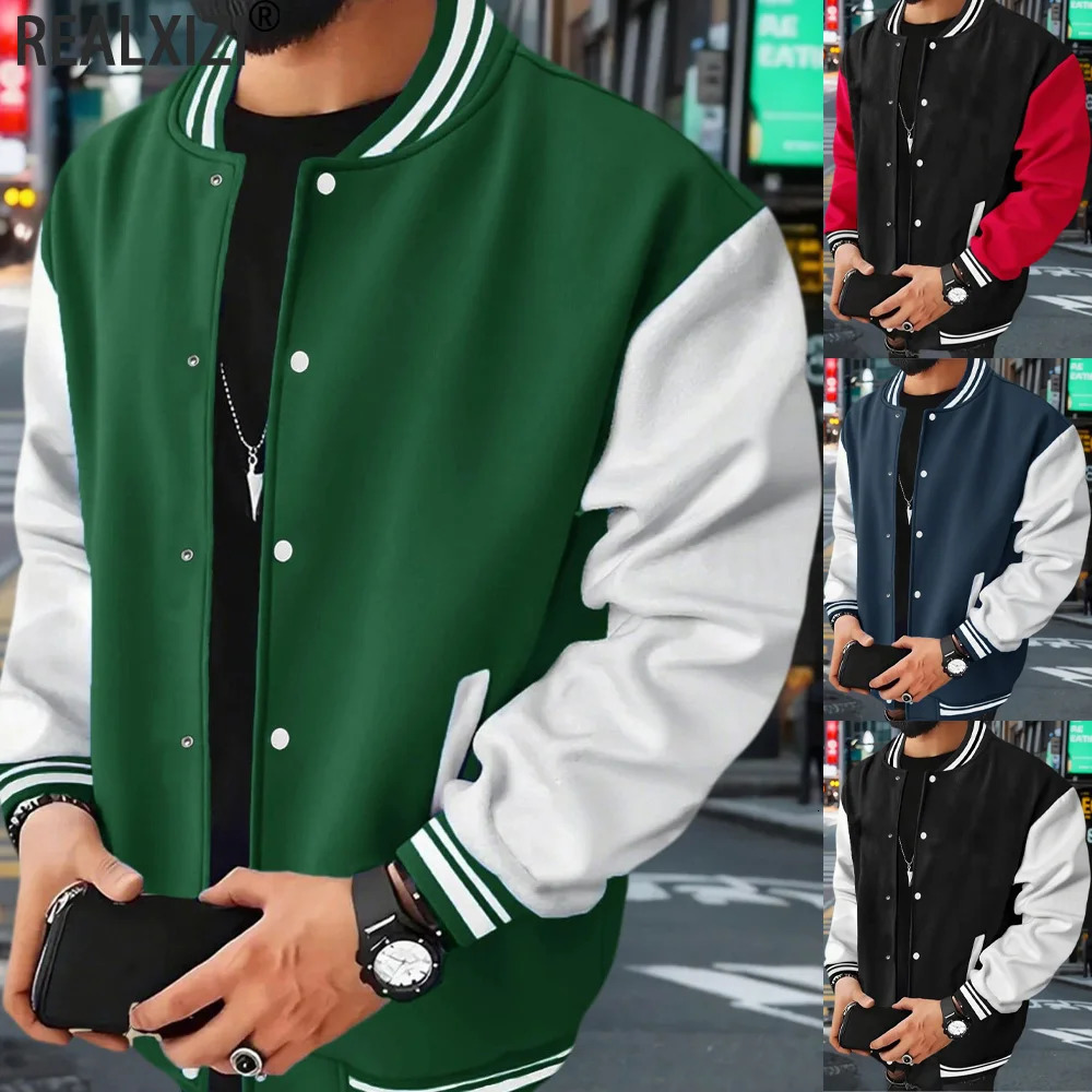 Autumn Mens Classic Baseball Jacket Casual Spliced Button Up Clothes Men Women Loose Uniform Street Coat 260623