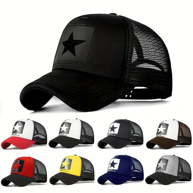 Unisfivepointed Star Printed Baseball Cap Spring Summer Breathable Net Caps Men Women Outdoor Sun Shade Hat Adjustable Wild 260617