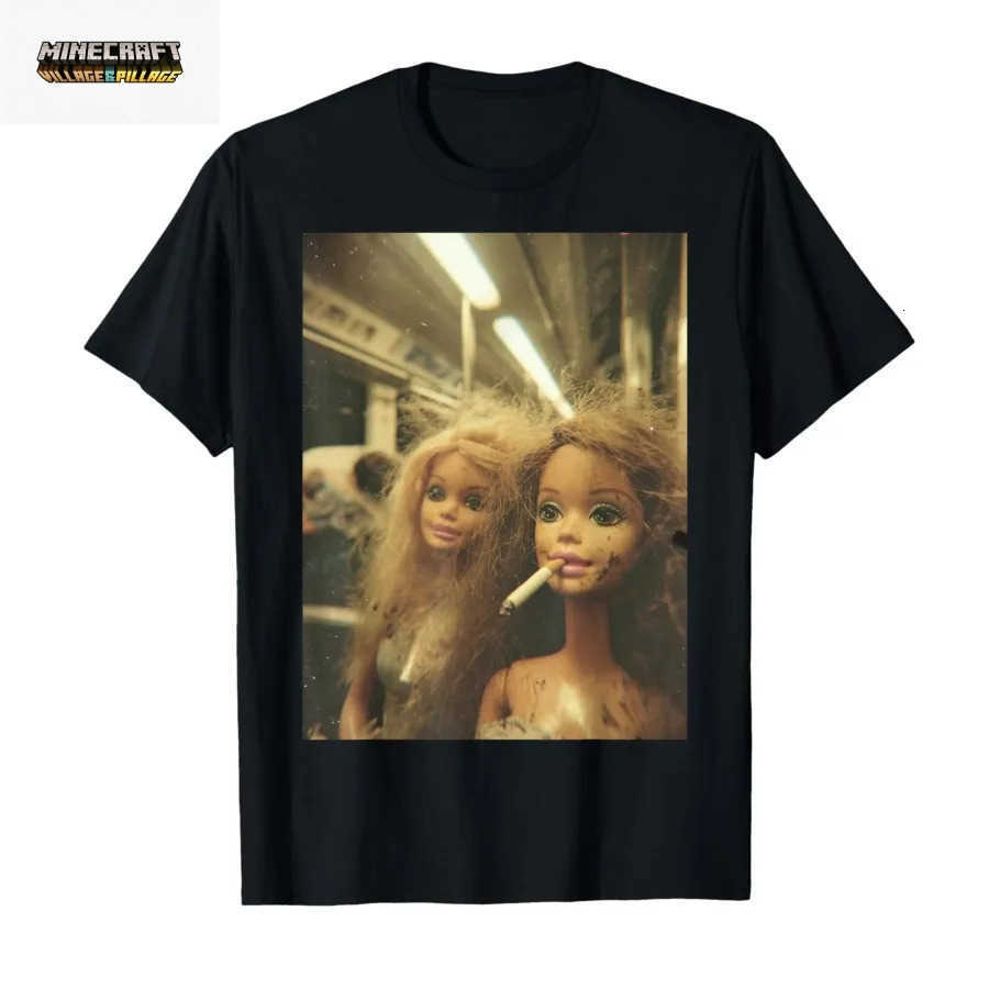 Funny Disgusting Doll face Meme Smoking Y2K Sarcastic Gift T-shirt For Men Women 100 Cotton T Shirts Short Sleeve Tops P724 L26062396KF