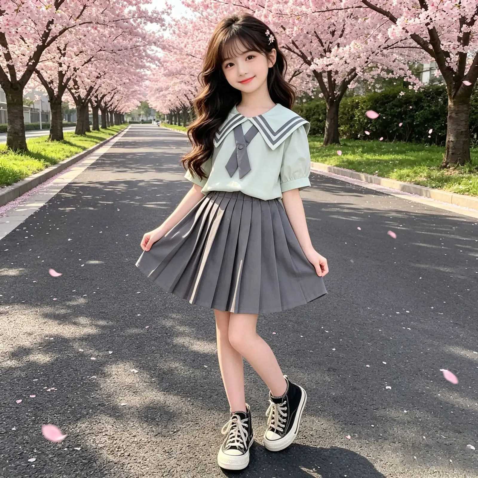 2026 Summer New Arrival Girls JK Uniform Set Sweet Campus Style Pleated Skirt 2Pcs Outfit for Little Middle Kids Cute Preppy Fas X260623