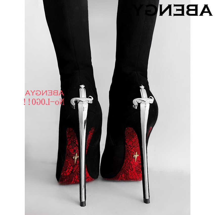 Autumn Winter 2025 Fashion Pointy Toe Thin High Heels Long Boots Women Suede Leather Knee-High Boot Sexy Slim Knight Botas Mujer T260623