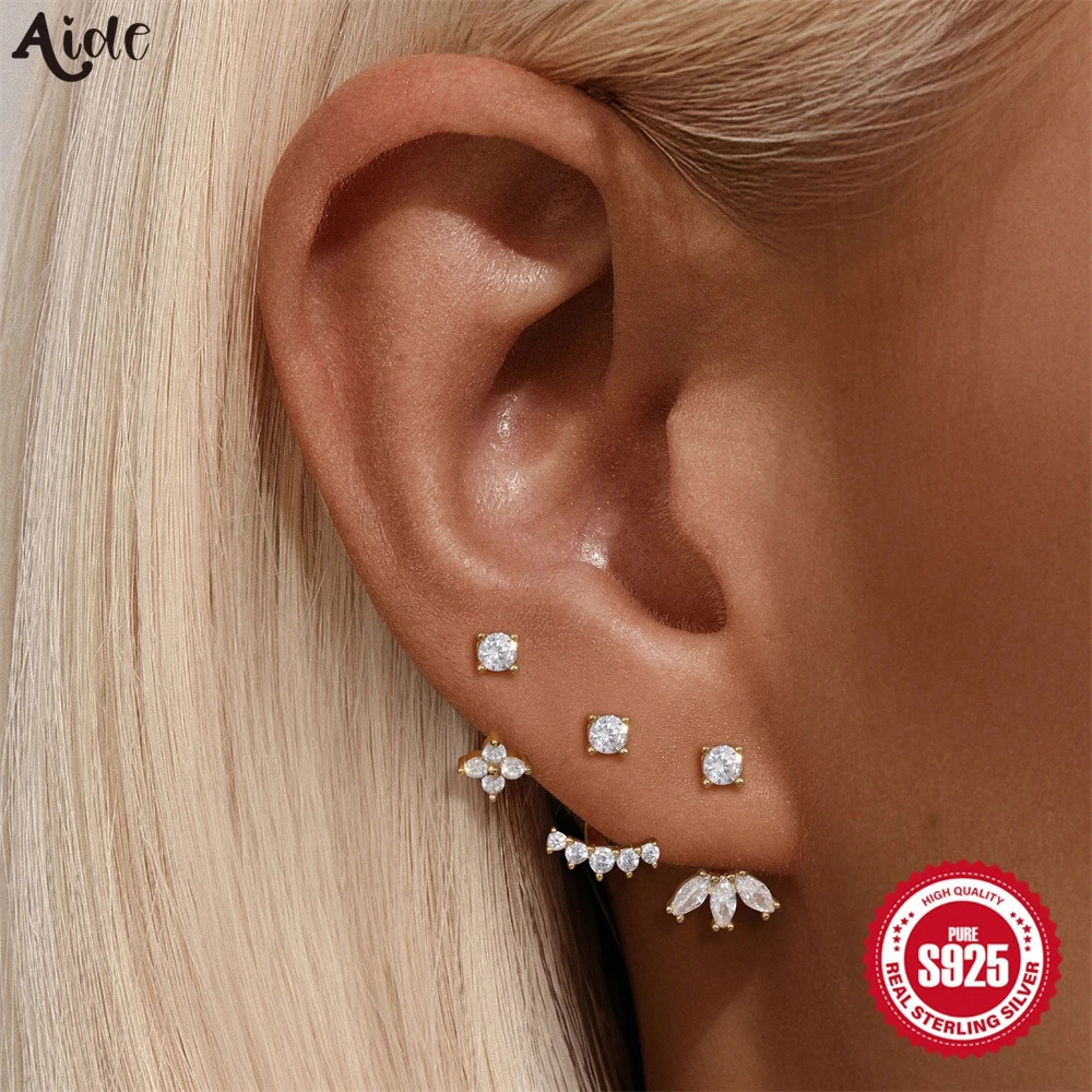 Aide 925 Sterling Silver Ear Jacket Stud Earring for Women Arrivals Unique Ear Studs Jewelry Accessories Fine Jewelry 260623