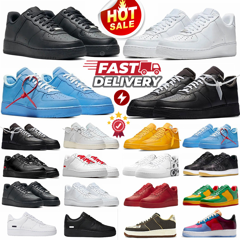 Hot sale 1 Designer Sneaker Chaussures Running Homme Femme Tendance Triple Blanc Cuir Classique Sneakers Casual Indispensable Graal 36-45
