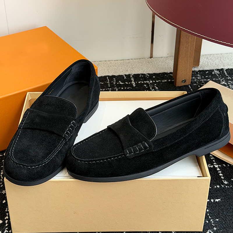 New Designer Mens Croissette Loafer Classic Black Plush Simple Shoe Upper Letter Rubber Outsole Casual Loafers Mans Daily Commuting Wear Nude Shoes