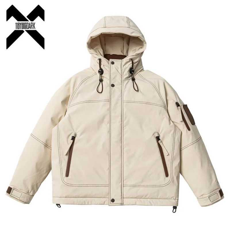 2024 Winter Men Down Jacket Windbreaker Tactical Hooded Thicken Cargo Jacket Warm Outwear Coat Hip Hop Strtwear Q260623