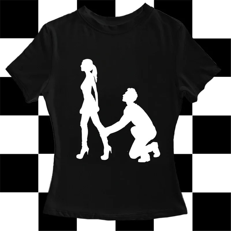 Y2K Womens Tshirt Hip Hop Rock Fashion Aesthetic Stylish Solid Color Print Daily Work Casual Round Neck Basic Tops 260622