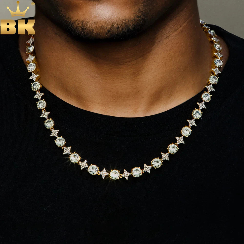 THE BLING KING Mixed Quadrangular Star Tennis Chain Necklace Round Cut Iced Out Cubic Zirconia Bracelet HipHop Jewelry For Gift 260623