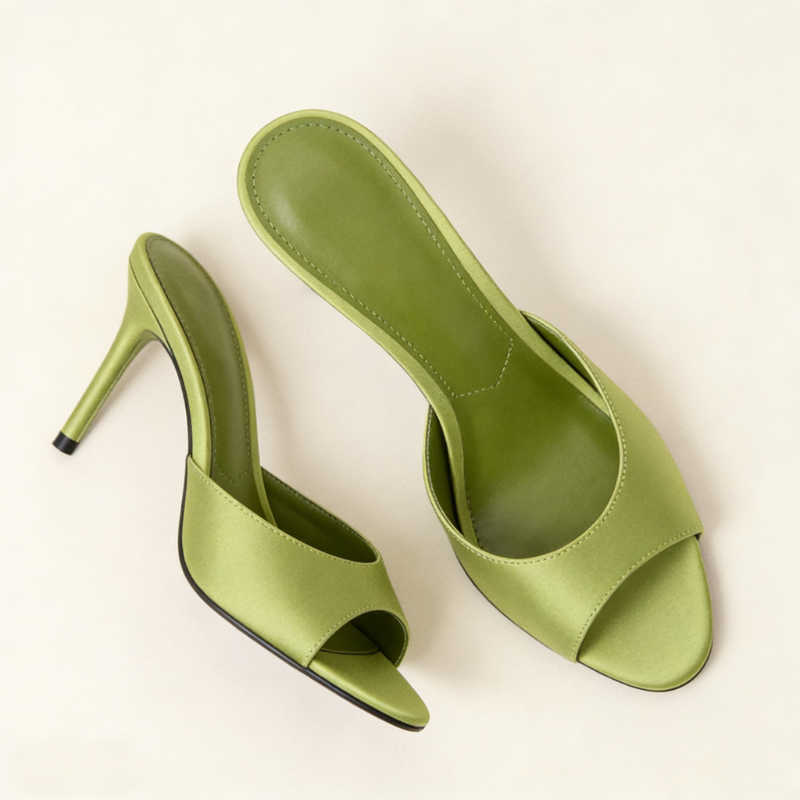 2026 Summer Satin Womens Sandals Fashion Open Toe Comfortable Slides Dress Shoes Brand Designer High Heels Slippers Ladies T260623