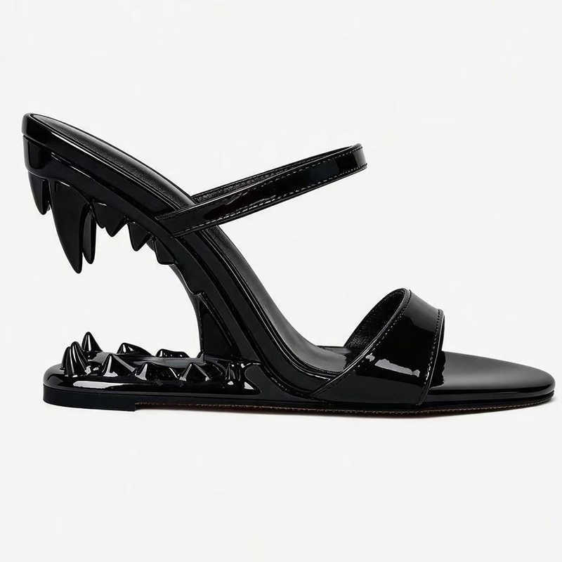 Tiger Peep Toe Teeth Heel Sandals Women High Heels 2026 New Fashion Party Shoes Outdoors Womens Narrow Band Summer Slippers T260623
