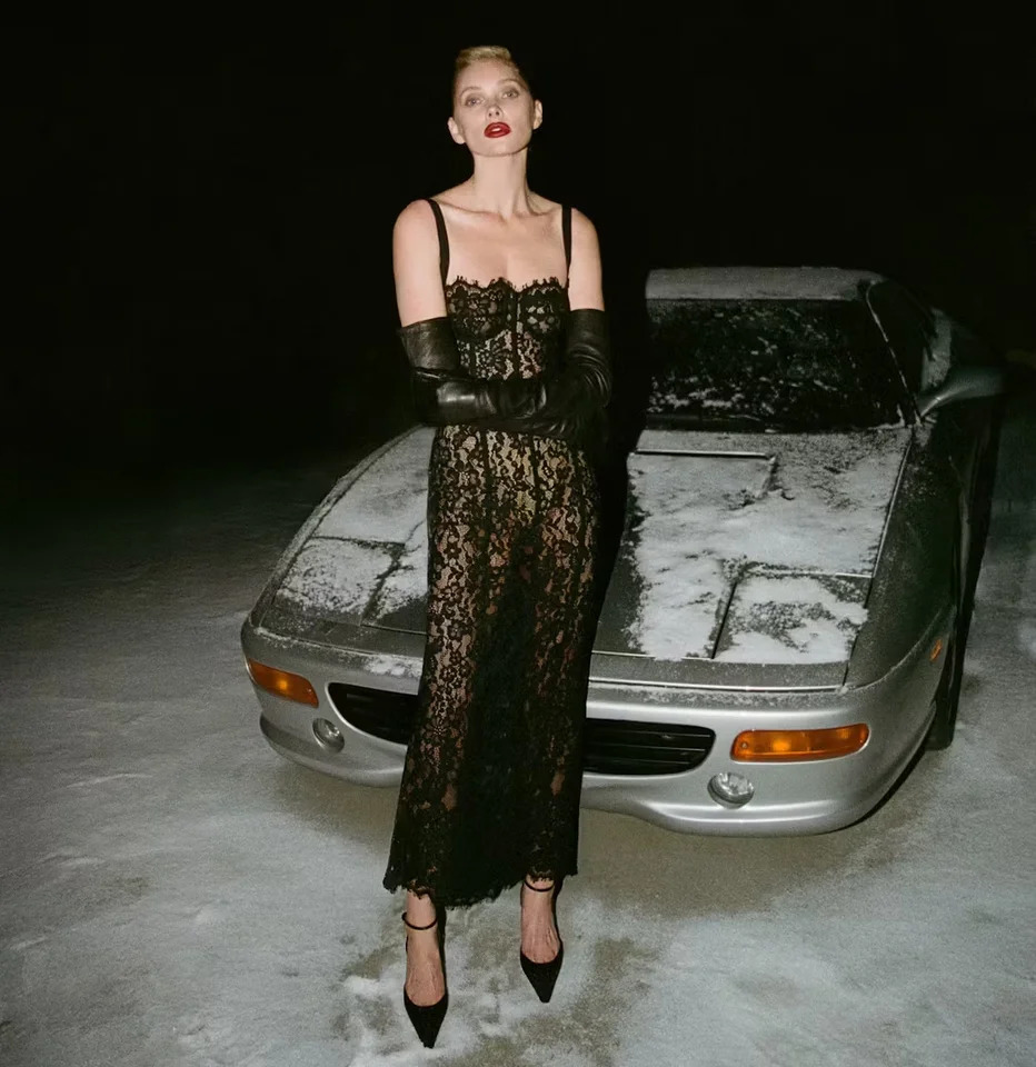 Women y Black Lace Embroidery With Lining Spaghetti Strap Ankle Length Slim Elegant Celebrity Evening Club Party Dresses 260623