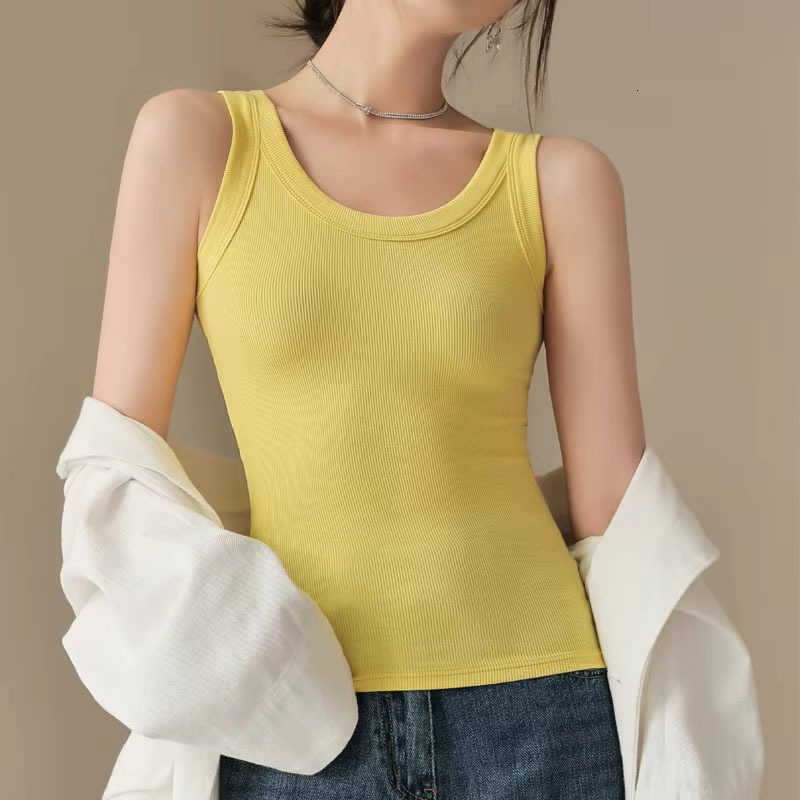 Summer Sleeveless Suspender Vest Womens Solid Color Slim Fit Elasticity Tanks Tops M260623
