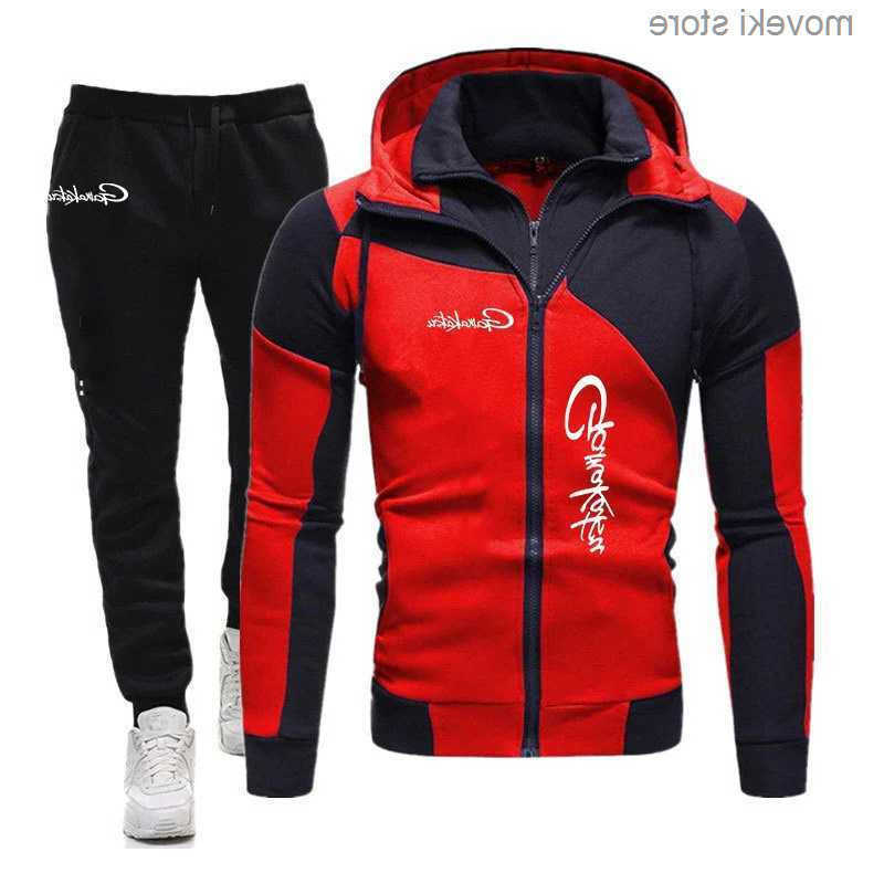Fishing Gamakatsu Mens Spring and Autumn New Color Matching Hoodie Tracksuit Casual Pants Diagonal Zipper Suit S260623