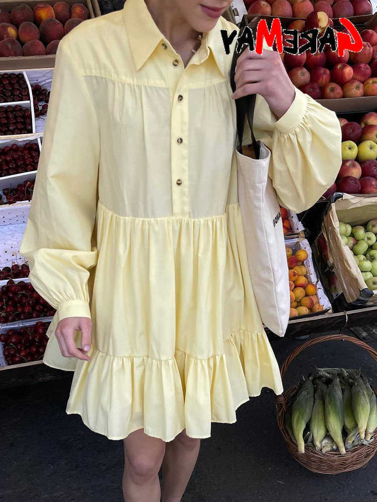 White Womens Shirt Dress with Collar Vintage Long Sve Oversize Blue Dresses Loose Elegant Buttons Shirt Dress for Women 2025 L26