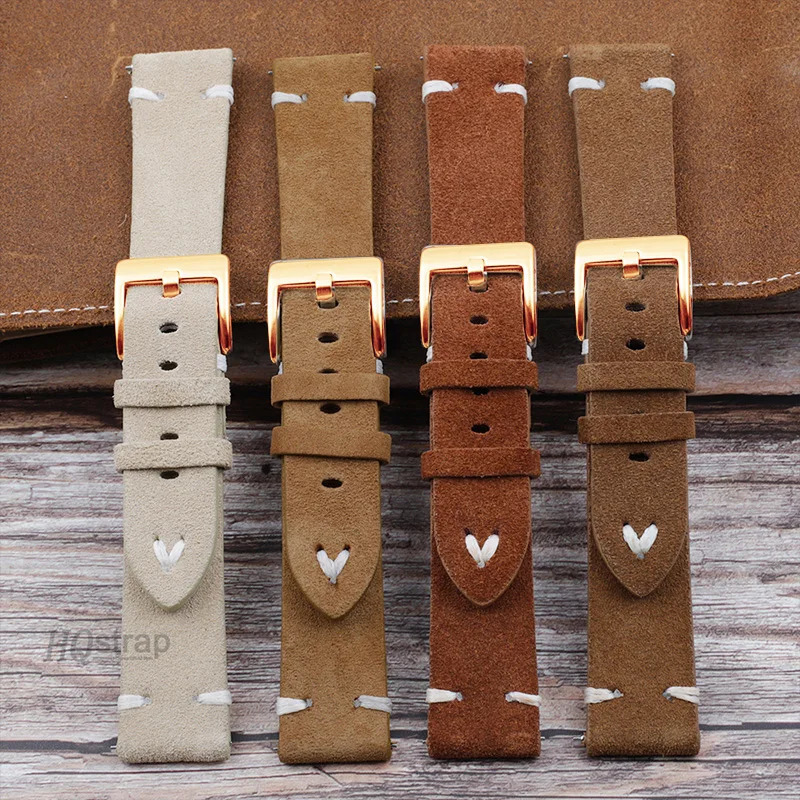 Roségoldenes Schnallenband 18 mm 20 mm 22 mm hochwertiges Wildleder Vintage-Armband Schnellverschluss-Armband Sportarmband-Zubehör 260622