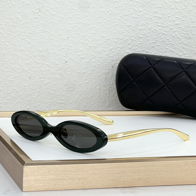 Vintage Oval Sunglasses Women Luxury Designer Small Frame Gold Metal Legs Sun Glasses Retro Y2K Eyewear UV400 with Case