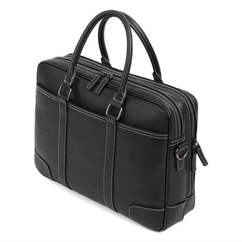 Compartment Mens Briefcase Genuine Multiple Leather Business Handbag Men Laptop Briefcase Leather Shoulder Bags Office Work Bag H260623