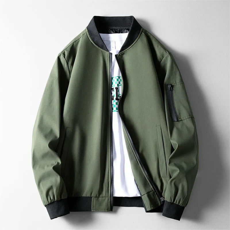 Bomber Jacket Men Autumn Solid Baseball Jackets Coats Casual Outwear Top Slim Fit Windbreaker Cargo Mens Clothing 260623