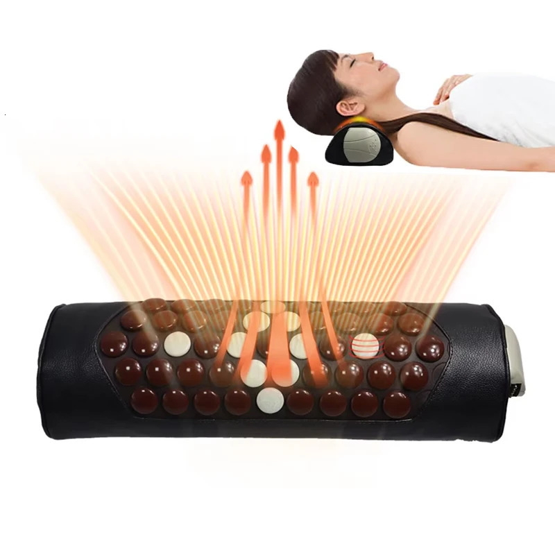 Natural Jade Massage Pillow Tourmaline Stone Neck Pillow Relieves Insomnia And Pain Adjustable Temperature of 30-70 C 260623