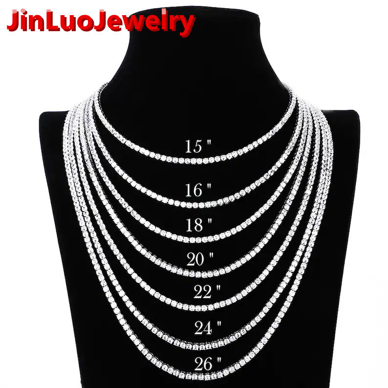 Fine Jewelry 925 Sterling Silver 3mm 5mm 4mm Iced Out Vvs Moissanite Diamond Tennis Chain for Men and Women