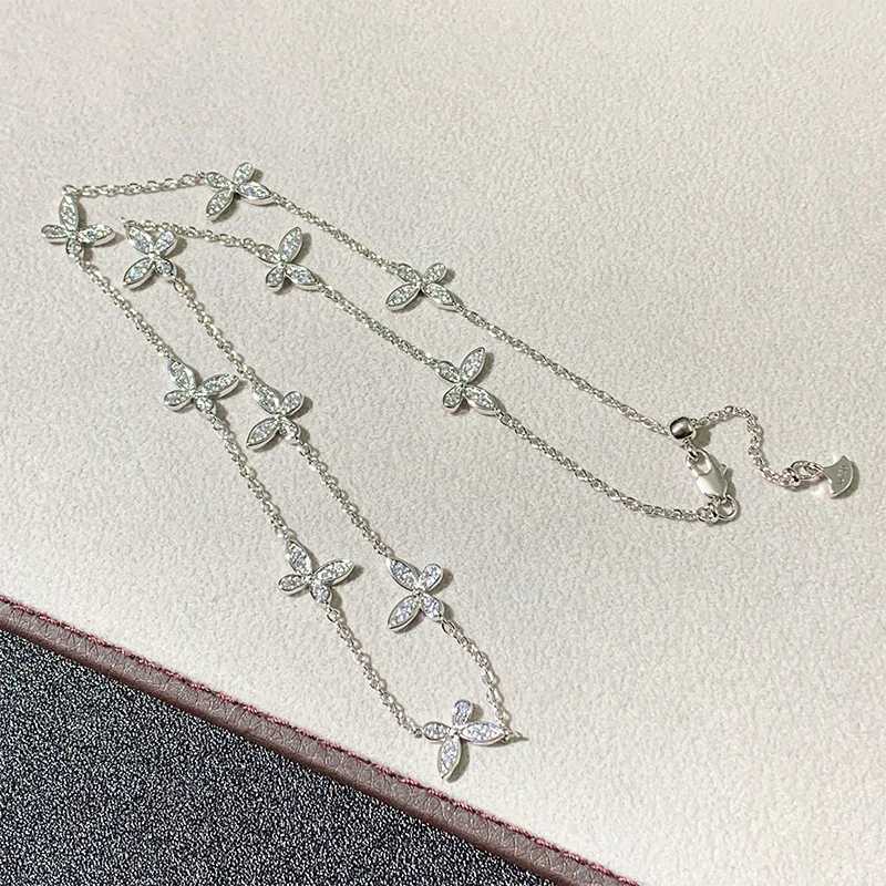 925 silver shiny moissanit diamond classic butterfly shaped necklace for ladies exquisite jewelry gift Q260623