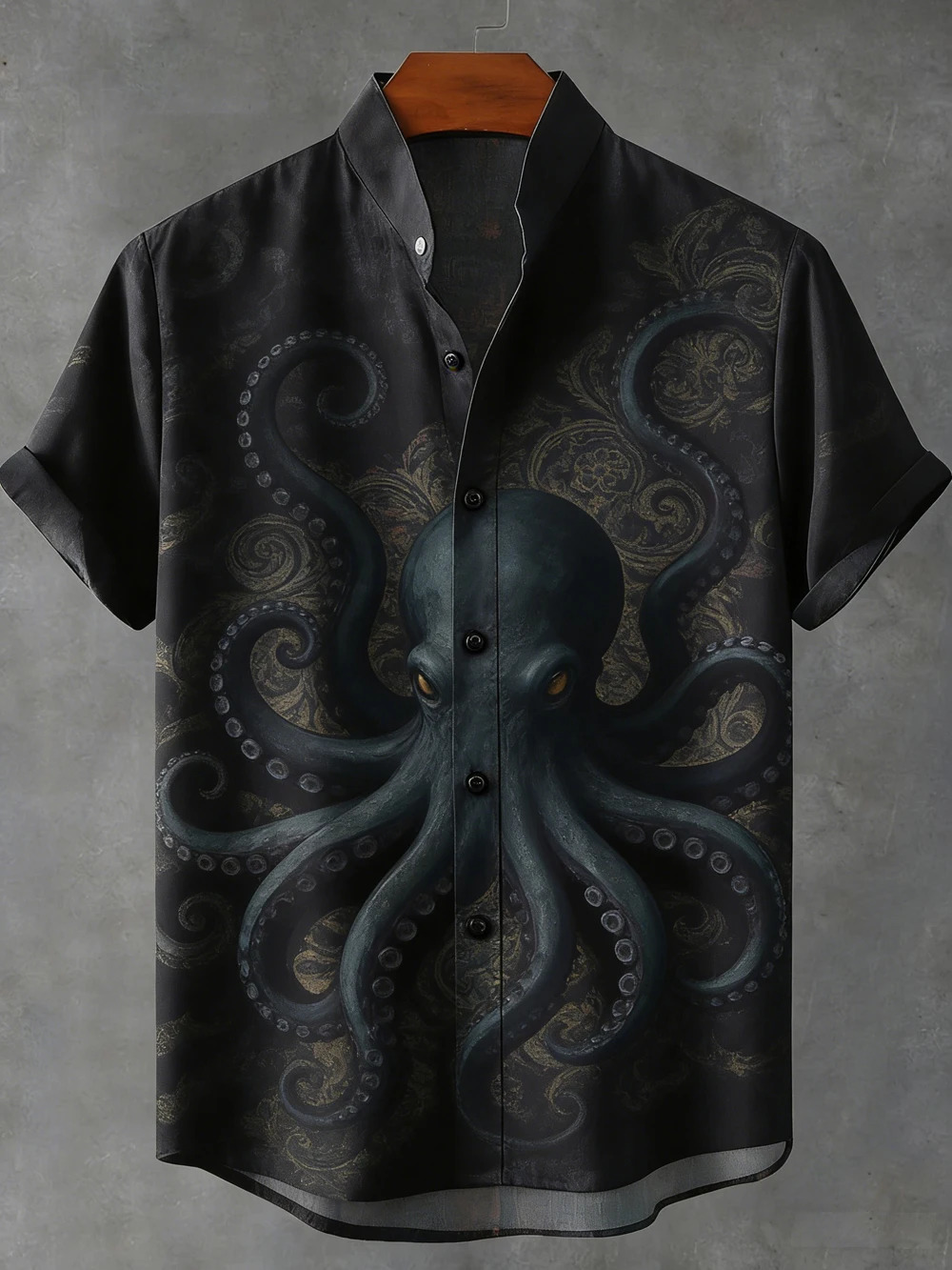 Mens Summer Retro Linen Short Sleeve Shirt Ocean Octopus 3D Printed Hawaiian Vacation Outdoor Fishing Clothes for Men 260616