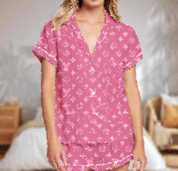 Women Pajamas for luxury Cardigan designer jacket Plus Size two-piece set Shorts short sleeve Homewear Tracksuit-image-1111787997