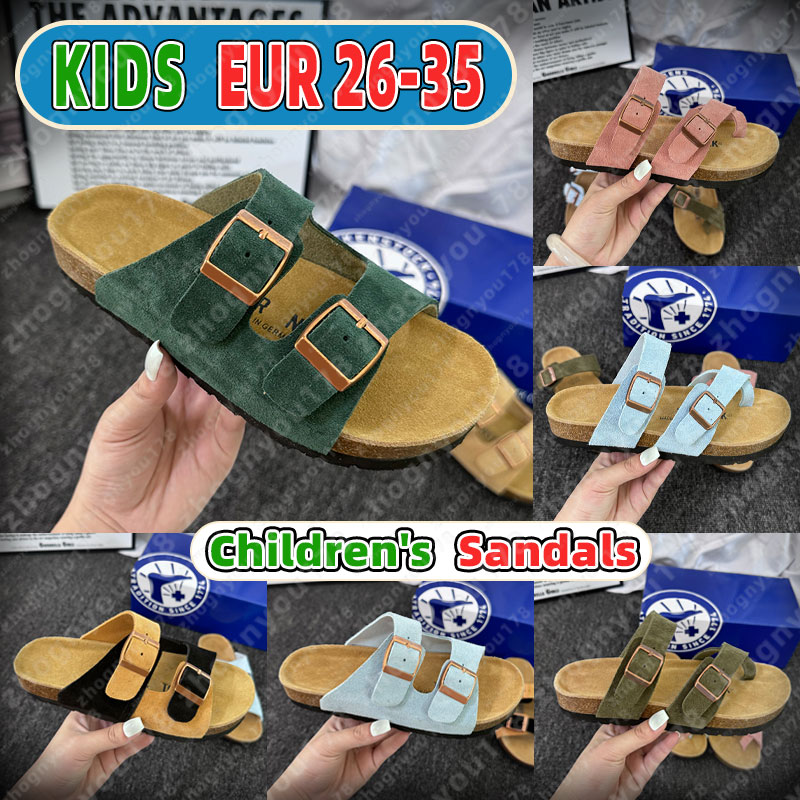 Kids berkinstocksandal slippers Childrens Boston clog sandals designer Soft Footbed Clog uede clogs sandals navy salmon bronze leather fashion slide
