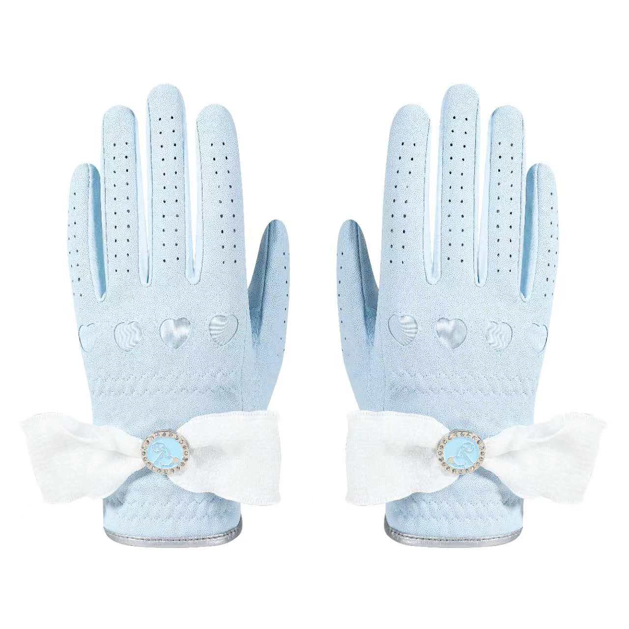 Mode Doux Bowknot Décor Femmes Gants de Golf Coeur En Relief Antidérapant Paume Respirant Stretch Microfibre Femelle Golf Swing Gants pour Entraî