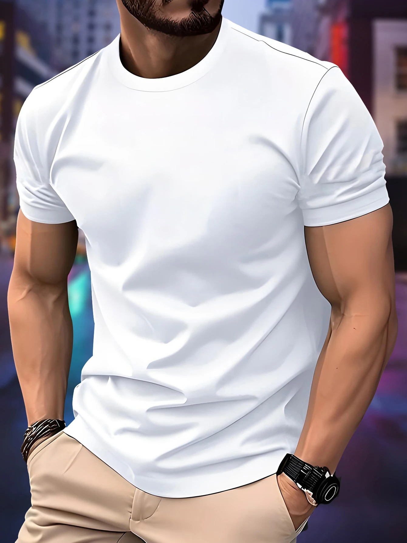 2026 Spring Summer y Mens Fashion Tshirt Crewneck Casual Trend Y2K Highend High Quality Fitness Sports 260623