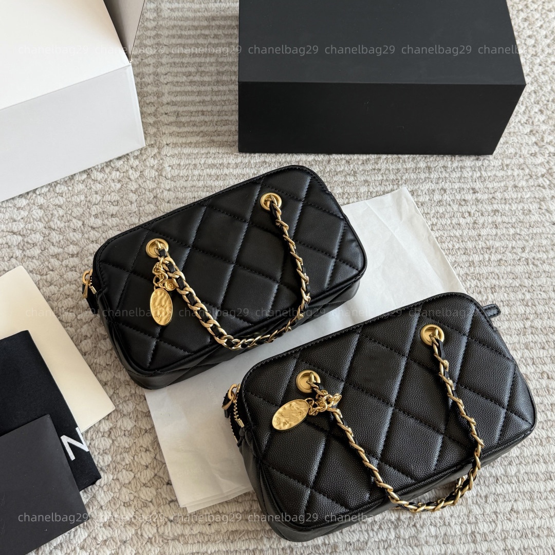 Double zipped box bag Leather designer shoulder with a chain high quality design Shoulder Bags Designer bag Evening bag Women's style totes 202