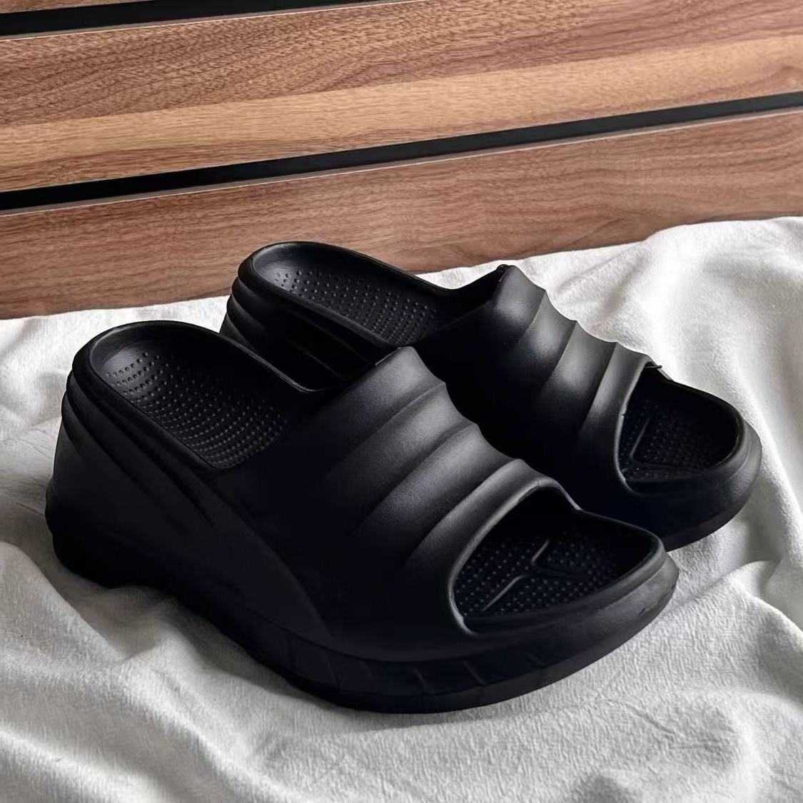 Summer Women Fashion 8 Cm Solid Color Sole Wedges Heels Flip Flops Casual Shoes Waterproof Slippers Sexy Lady Versatile Sandals T260623