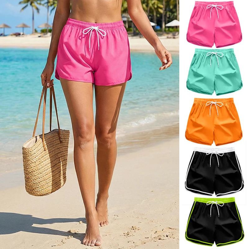 Womens Summer Vacation Beach Shorts Casual Quick Dry Board Shorts with Split Hem Beachwear Swimwear Swimsuit Bathing Suit 260623