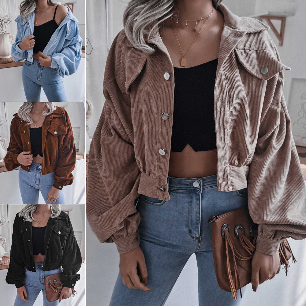 autumn style and winter European lantern long slved corduroy casual short jacket jacket hot cross-border womens clothing S260623