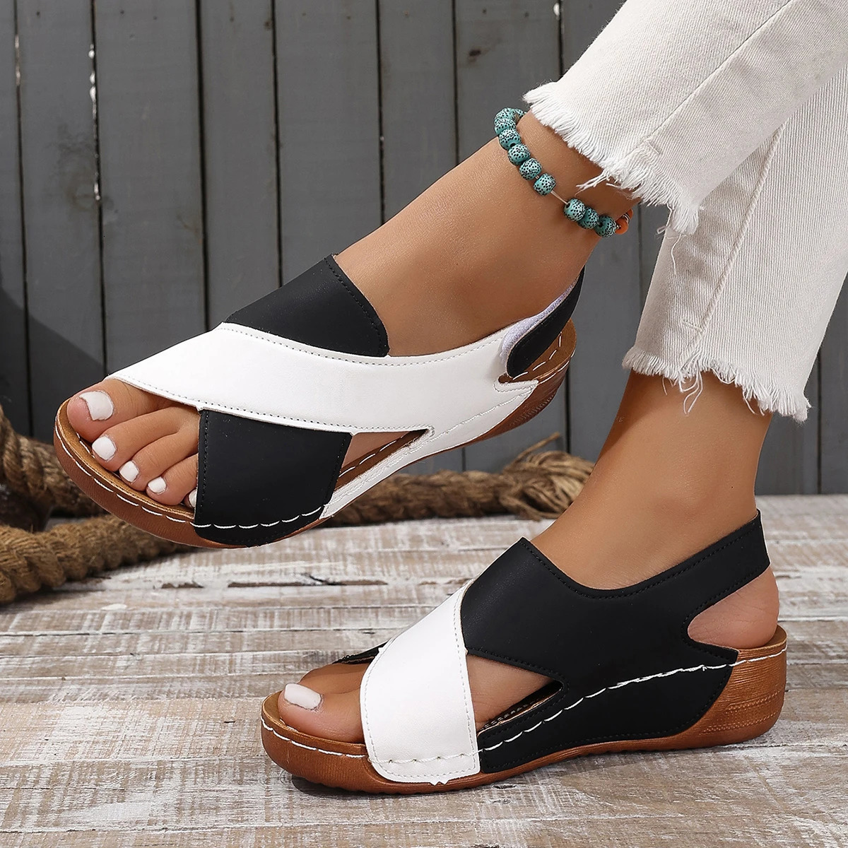 Summer Shoes Women Sandals Plus Size Walking Shoes Casual Women Shoe Wedge Sandals Ladies Party Female Footwear Women Sandal 260623