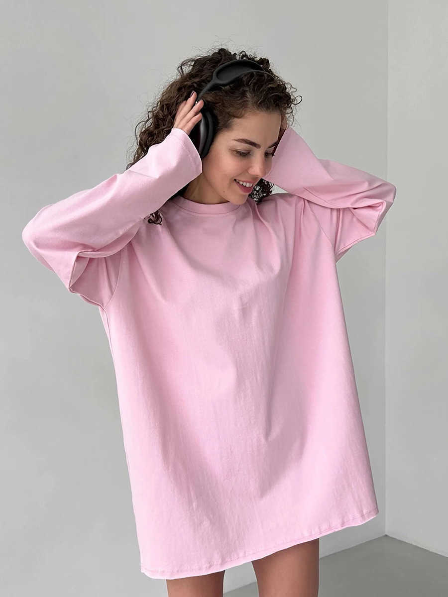 Wolfeel Women Summer 100 Cotton T-shirt Bottoming Spring Basic Fashionable Solid Lady Long Sve Loose Tops Shirts L26