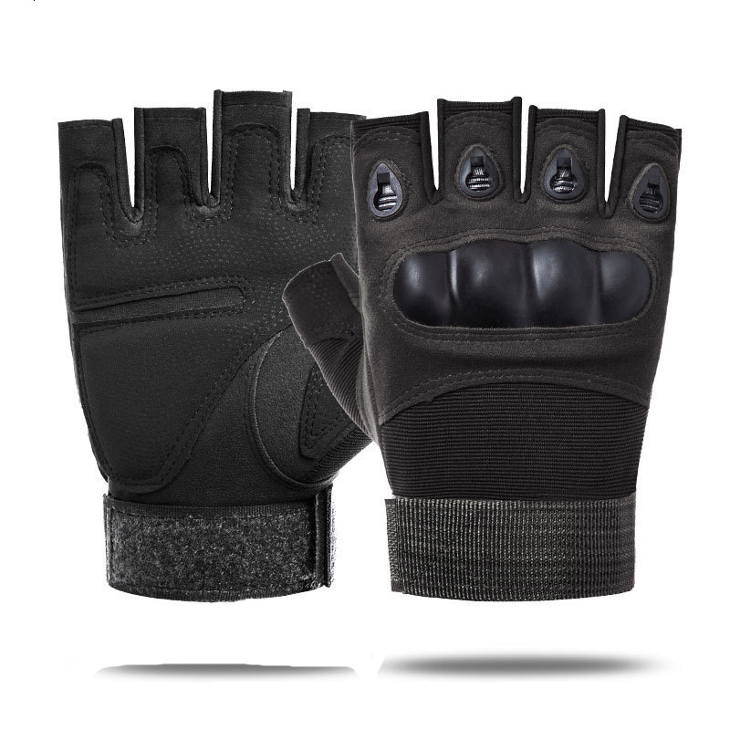 OJ half-finger tactical men and women, suitable for sports, mountaineering, fitness, cycling, combat, black shell special training protective gloves