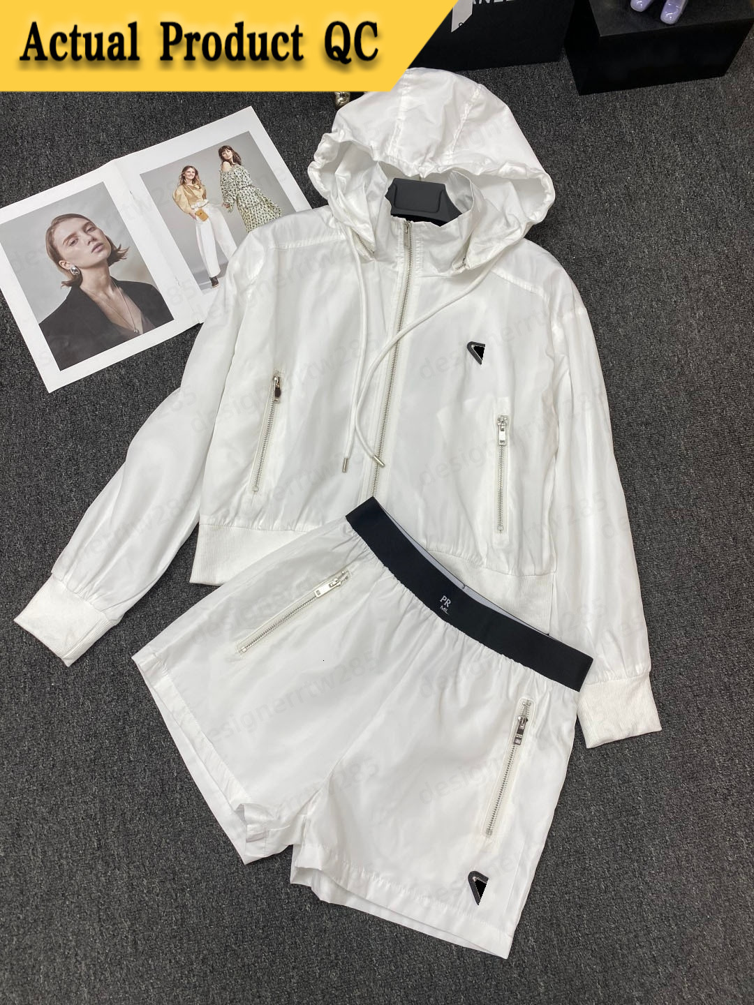 Vêtements de créateurs de luxe pour femmes, haut en coton léger, étiquette en métal blanc, sweat à capuche, short taille haute, survêtements, sur