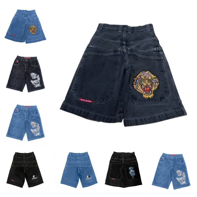 New Designer JNCO Men's Jeans Shorts Graphic Print Y2K Jorts Harajuku Gothic Hip Hop Vintage sweatpants Casual Loose Pockets Baggy Jeans Pants