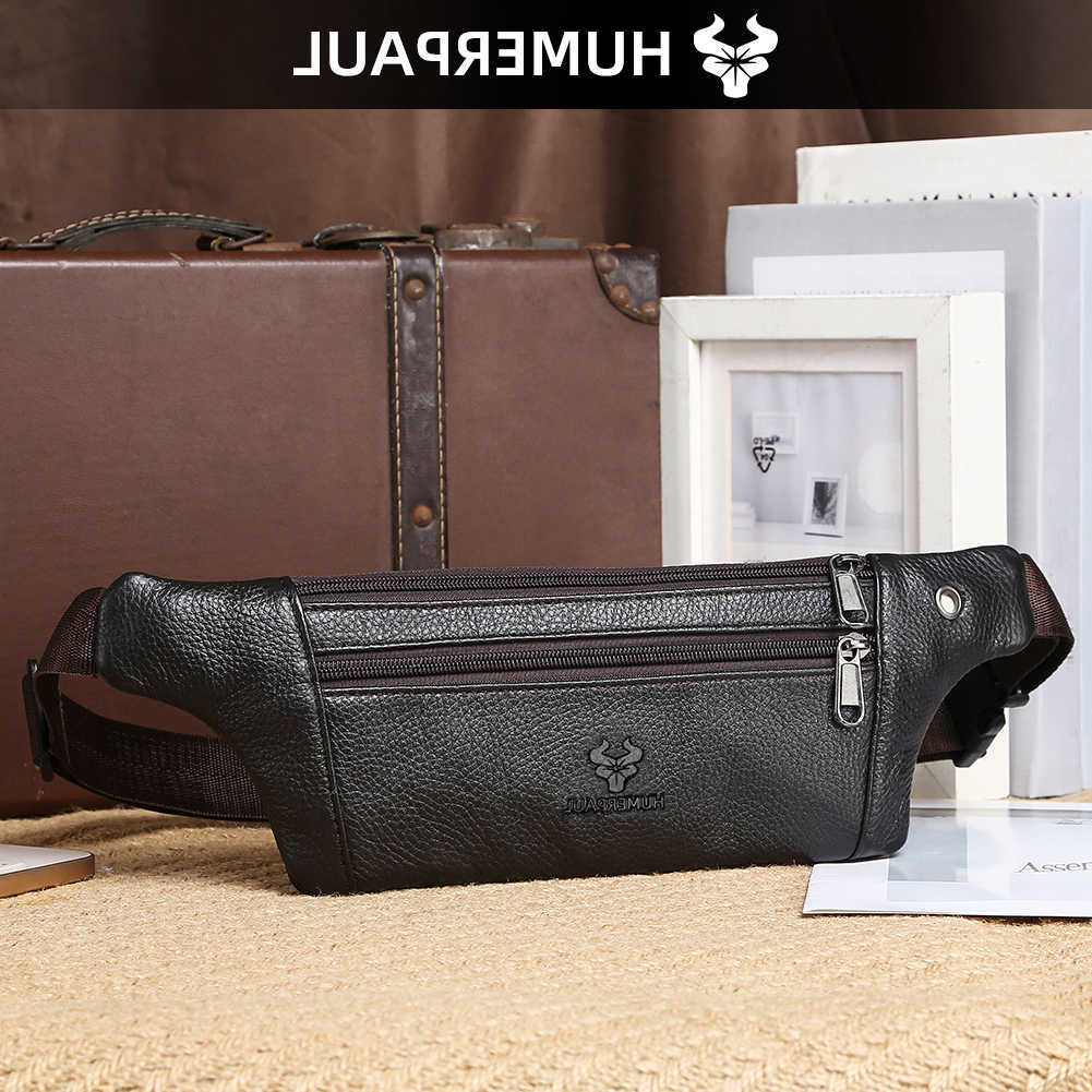 Genuine Leather Waist Bags HUMERPAUL for Men Casual Waist Packs Crossbody Bag for Cell Phone Multifunctional Chest Bag H260623