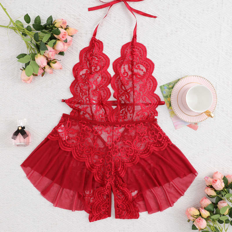 Hollow Womens Crotchless Bodysuit Slim Fit Erotic Mesh Lace Jumpsuit Bodysuit Summer Sexy Fashion Sleepwear Dress D260623