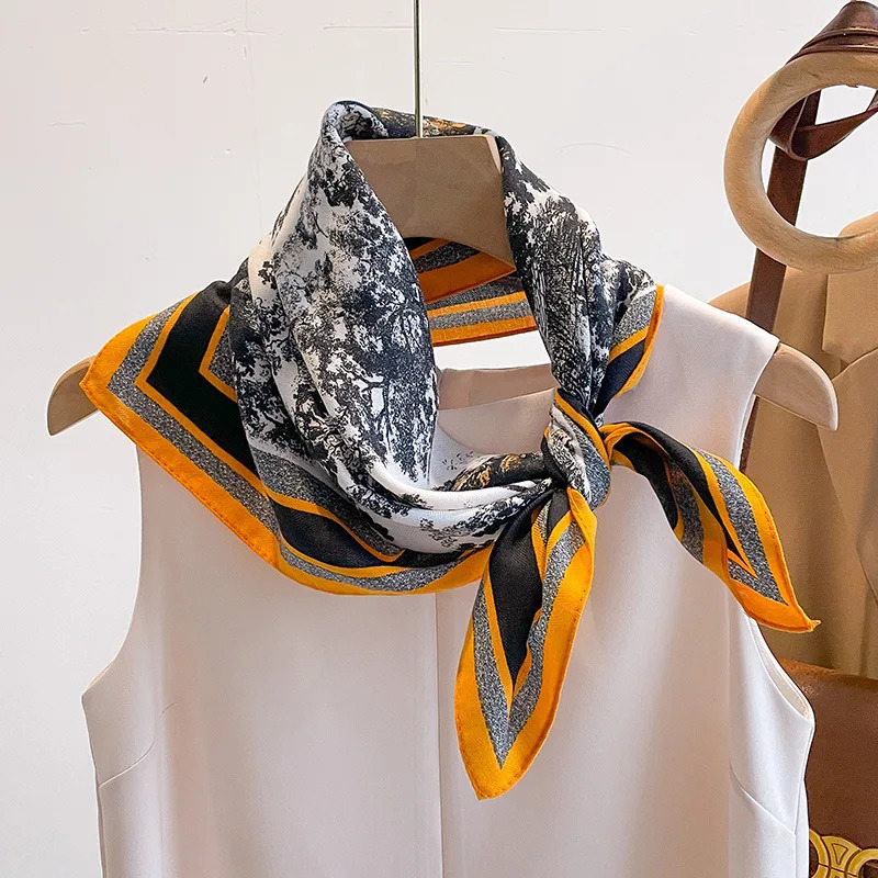 70cm Retro Cotton Neck Scarves and Wraps Spring Autumn Warm Neckerchief Fashion Print Head Scarf For Women Square Hair Scarfs 260623