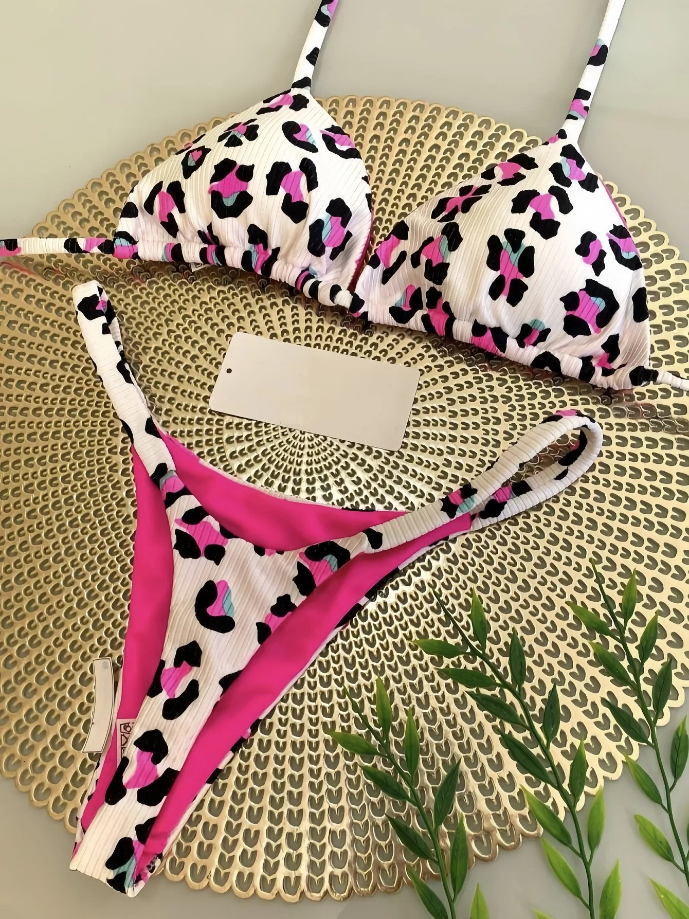 Womens Bikini Split Print Swimwear Fashion G-string Beach Holiday 260623